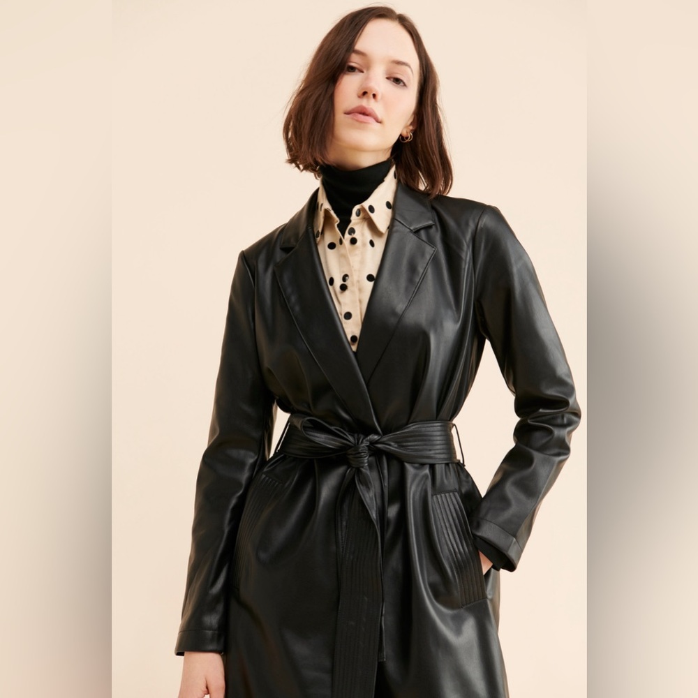 BB Dakota Faux Leather Trench Coat